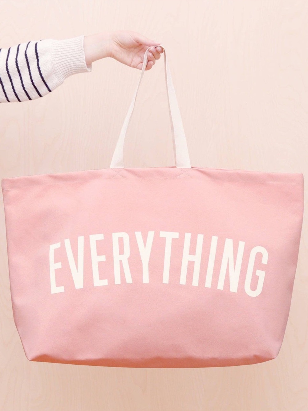 NEW Oversized Canvas Tote Bag Pink EVERYTHING Weekender Beach Travel Bag